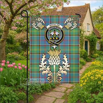 Whitelaw Tartan Garden Flag with Golden Regal Scottish Thistle Emblem