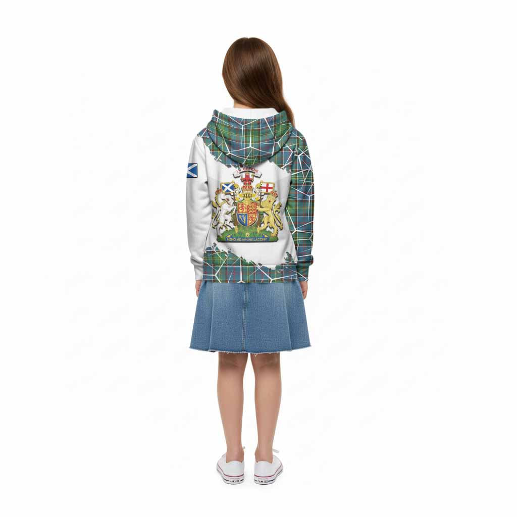 Whitelaw Tartan Kid Hoodie with Family Crest and Lion Rampant Grunge Style