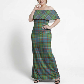 Whitelaw Tartan Off Shoulder Ruffle Maxi Dress