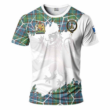 Whitelaw Tartan T-Shirt with Family Crest and Lion Rampant Grunge Style