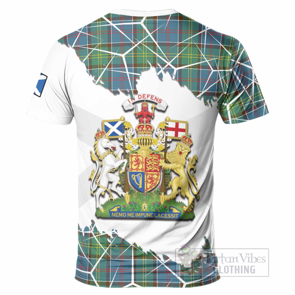 Whitelaw Tartan T-Shirt with Family Crest and Lion Rampant Grunge Style