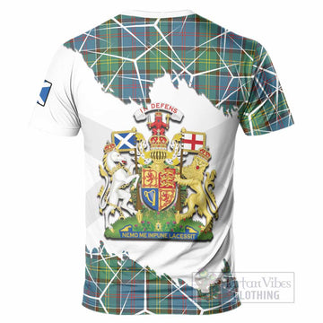 Whitelaw Tartan T-Shirt with Family Crest and Lion Rampant Grunge Style