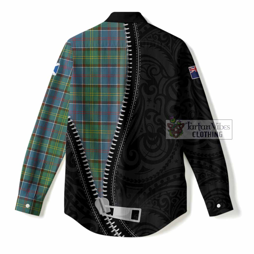 Whitelaw Tartan Women Casual Shirt New Zealand Pattern Unique Zipper Stylized