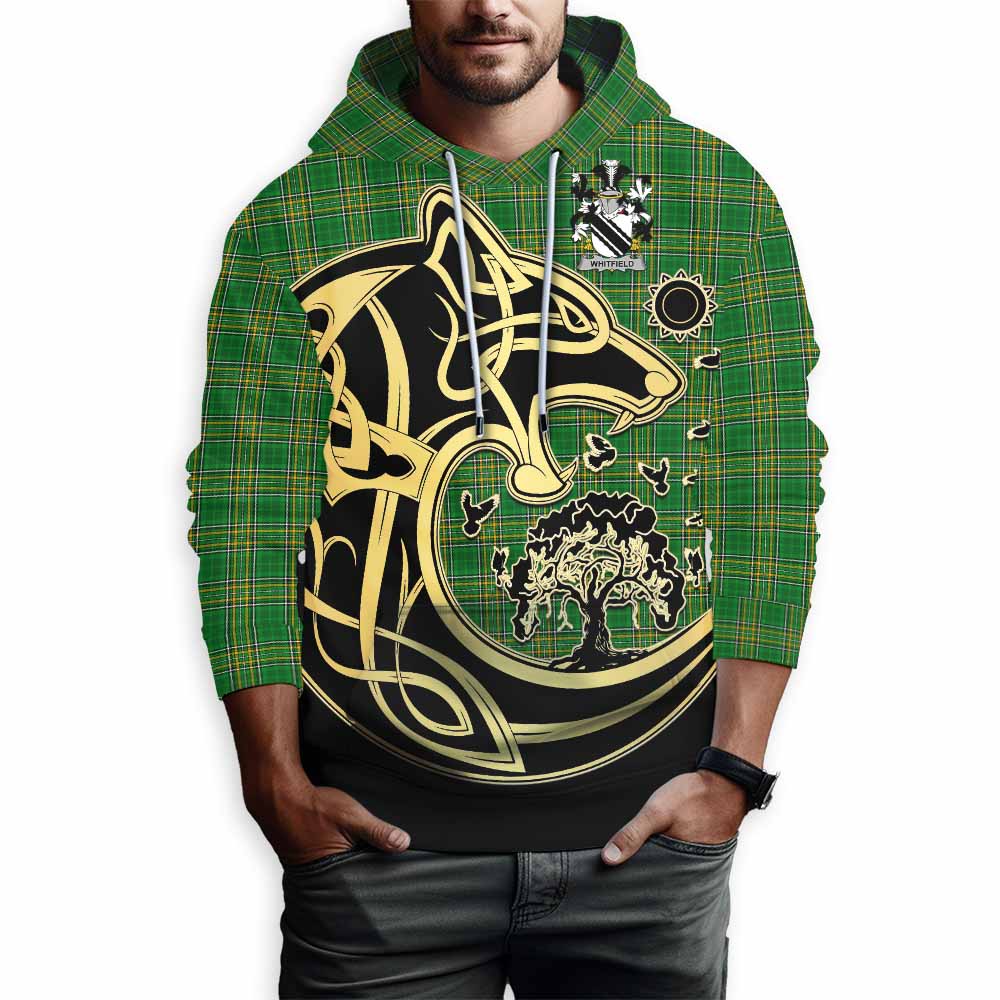 Whitfield Irish Tartan Hoodie with Coat of Arms Celtic Wolf Style Pullover Hoodie - Tartan Vibes Clothing