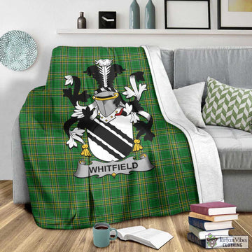 Tartan Vibes Clothing Whitfield Irish Clan Tartan Blanket with Coat of Arms