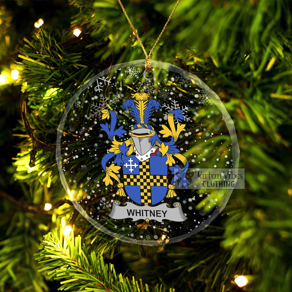 Whitney Irish Clan Christmas Glass Ornament with Coat of Arms Transparent Glass Circle - 2D-tartanvibesclothing