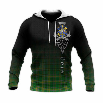 Tartan Vibes Clothing Whitney Irish Clan Knitted Hoodie with Coat of Arms Erin Go Bragh Celtic Inspired