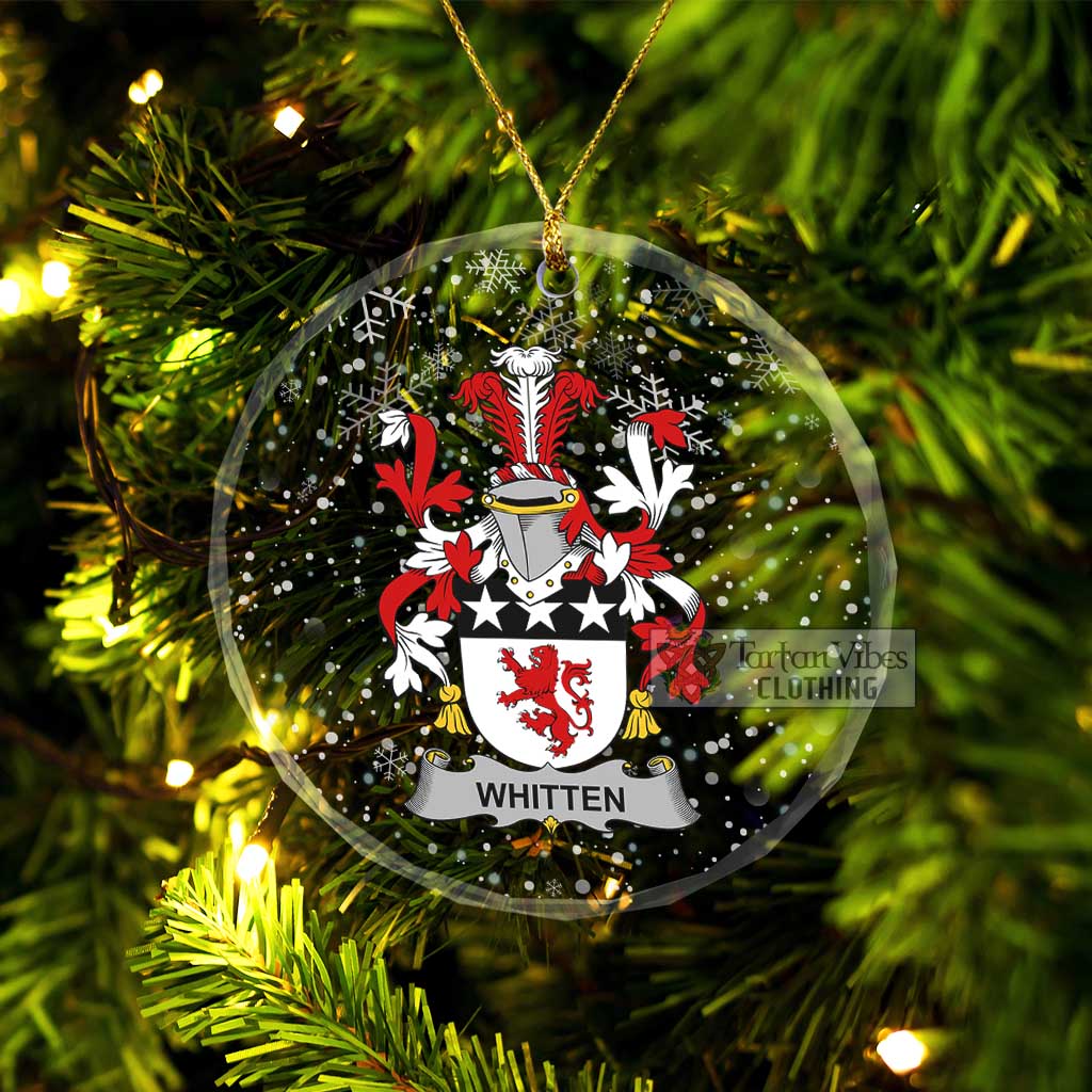 Whitten Irish Clan Christmas Glass Ornament with Coat of Arms Transparent Glass Circle - 2D-tartanvibesclothing
