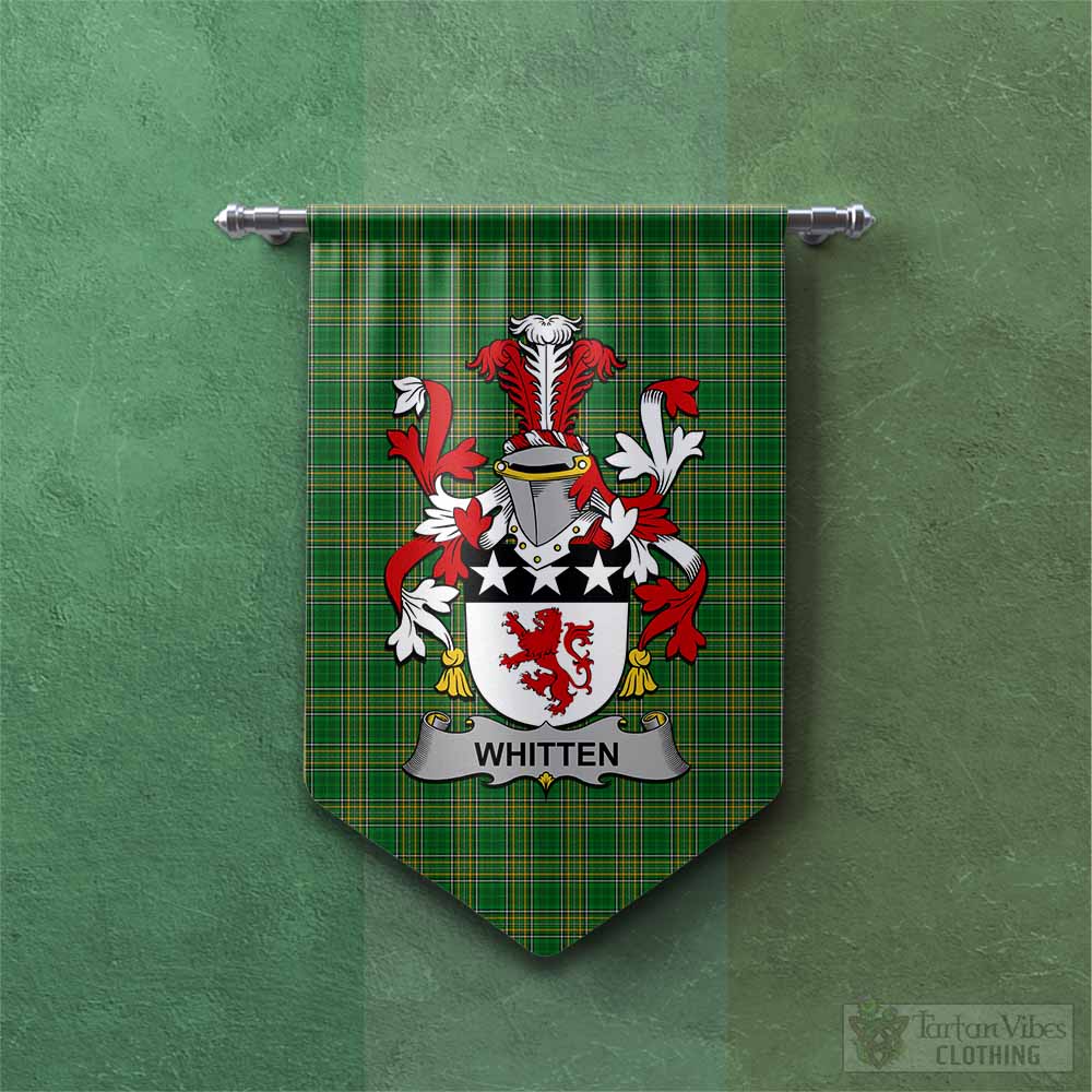 Tartan Vibes Clothing Whitten Irish Clan Tartan Gonfalon, Tartan Banner with Coat of Arms