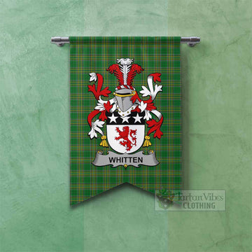 Whitten Irish Clan Tartan Gonfalon, Tartan Banner with Coat of Arms