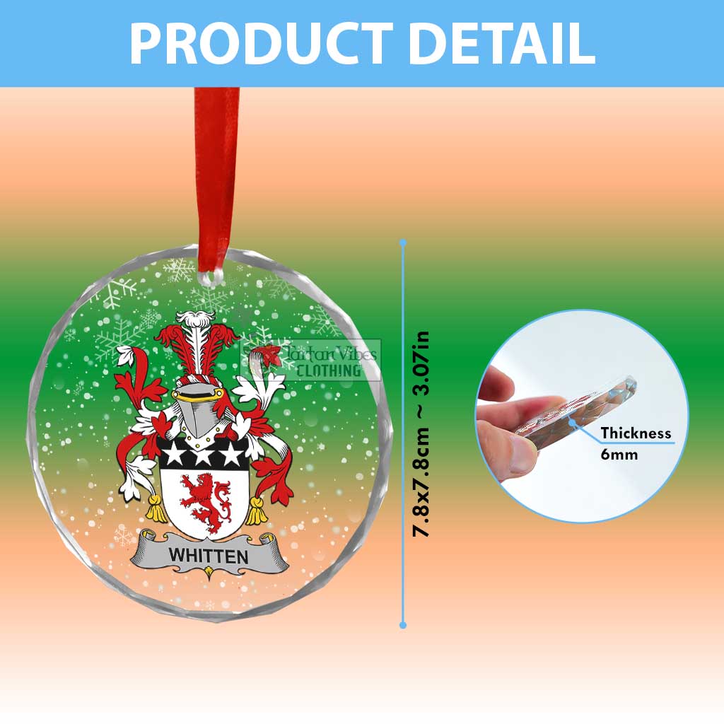 Whitten Irish Clan Christmas Glass Ornament with Coat of Arms - 2D-tartanvibesclothing