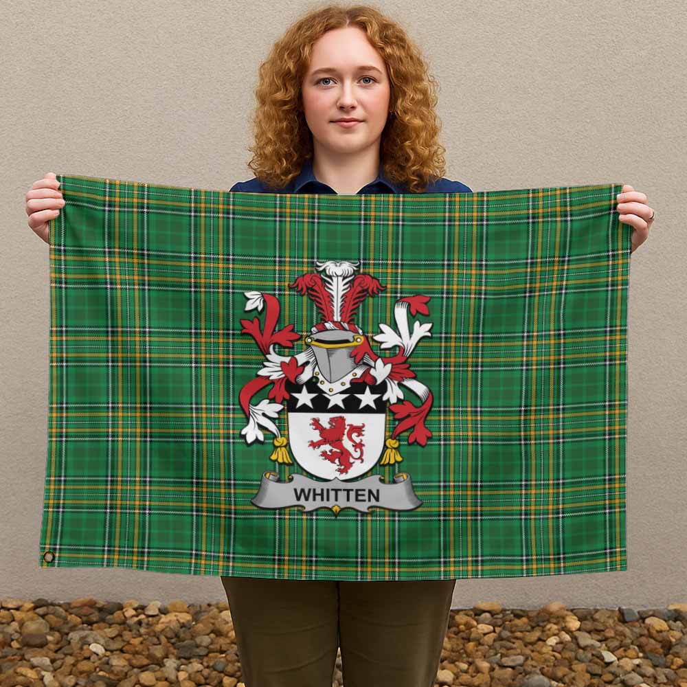 Tartan Vibes Clothing Whitten Irish Clan Tartan House Flag with Coat of Arms