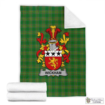 Tartan Vibes Clothing Wickham Irish Clan Tartan Blanket with Coat of Arms