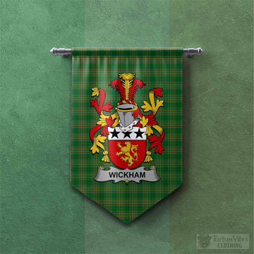 Wickham Irish Clan Tartan Gonfalon, Tartan Banner with Coat of Arms