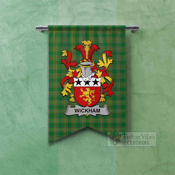 Wickham Irish Clan Tartan Gonfalon, Tartan Banner with Coat of Arms