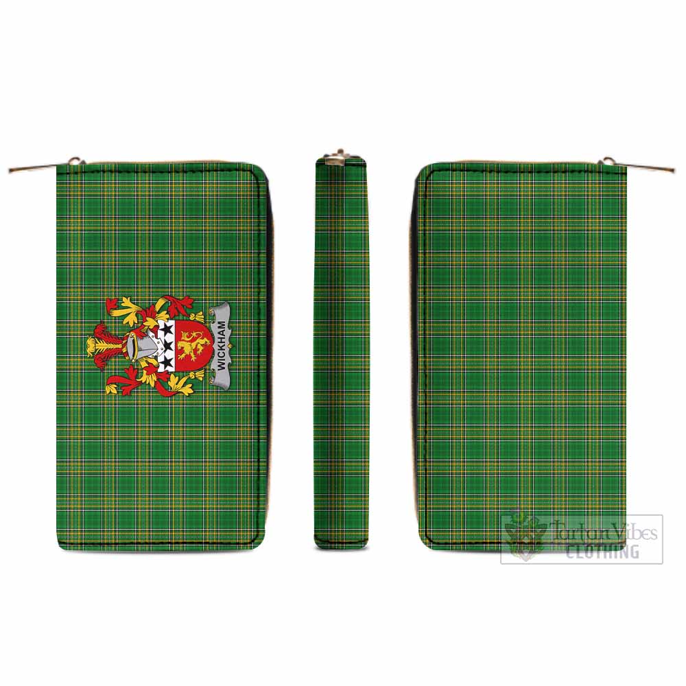 Tartan Vibes Clothing Wickham Irish Clan Tartan Women's Leather Wallet with Coat of Arms
