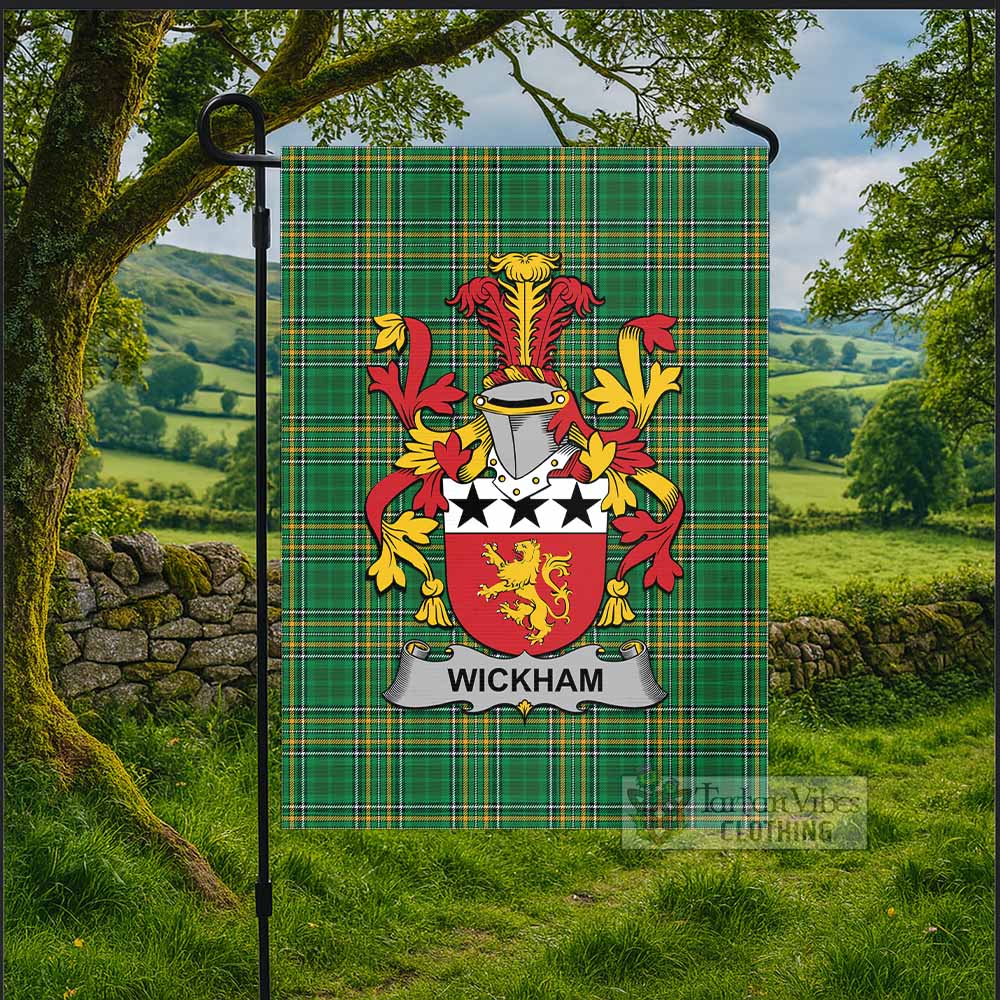 Wickham Irish Clan Tartan Flag with Coat of Arms