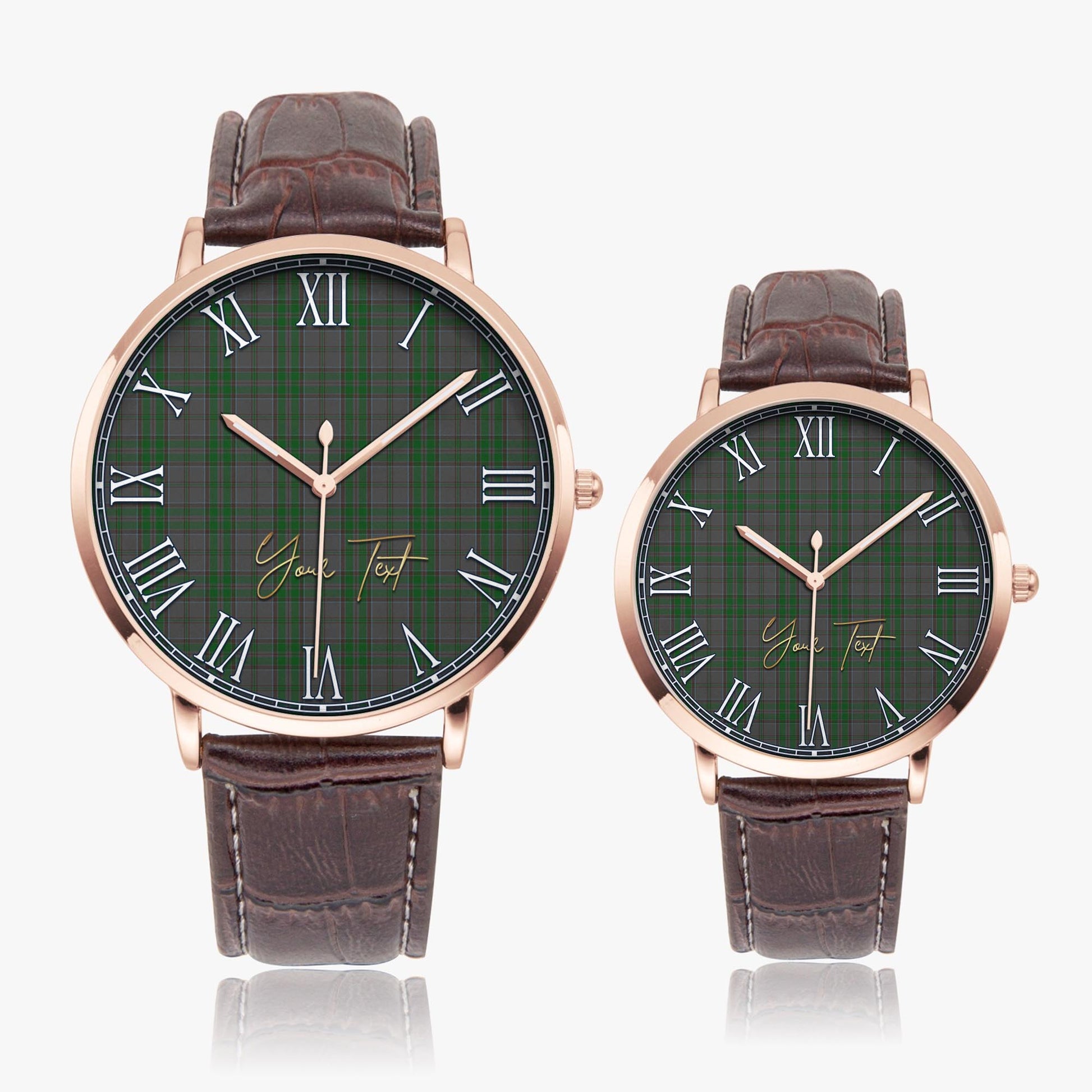 Wicklow County Ireland Tartan Personalized Your Text Leather Trap Quartz Watch - Tartan Vibes Clothing