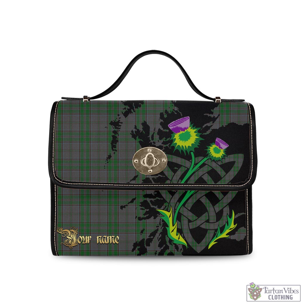Tartan Vibes Clothing Wicklow County Ireland Tartan Waterproof Canvas Bag with Scotland Map and Thistle Celtic Accents