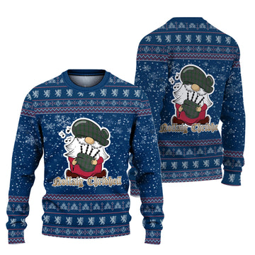 Wicklow County Ireland Clan Christmas Family Knitted Sweater with Funny Gnome Playing Bagpipes