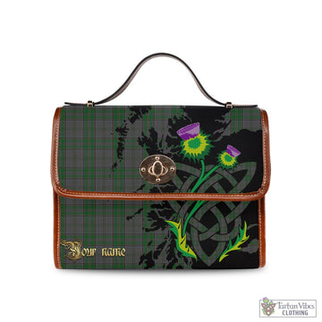 Wicklow County Ireland Tartan Waterproof Canvas Bag with Scotland Map and Thistle Celtic Accents