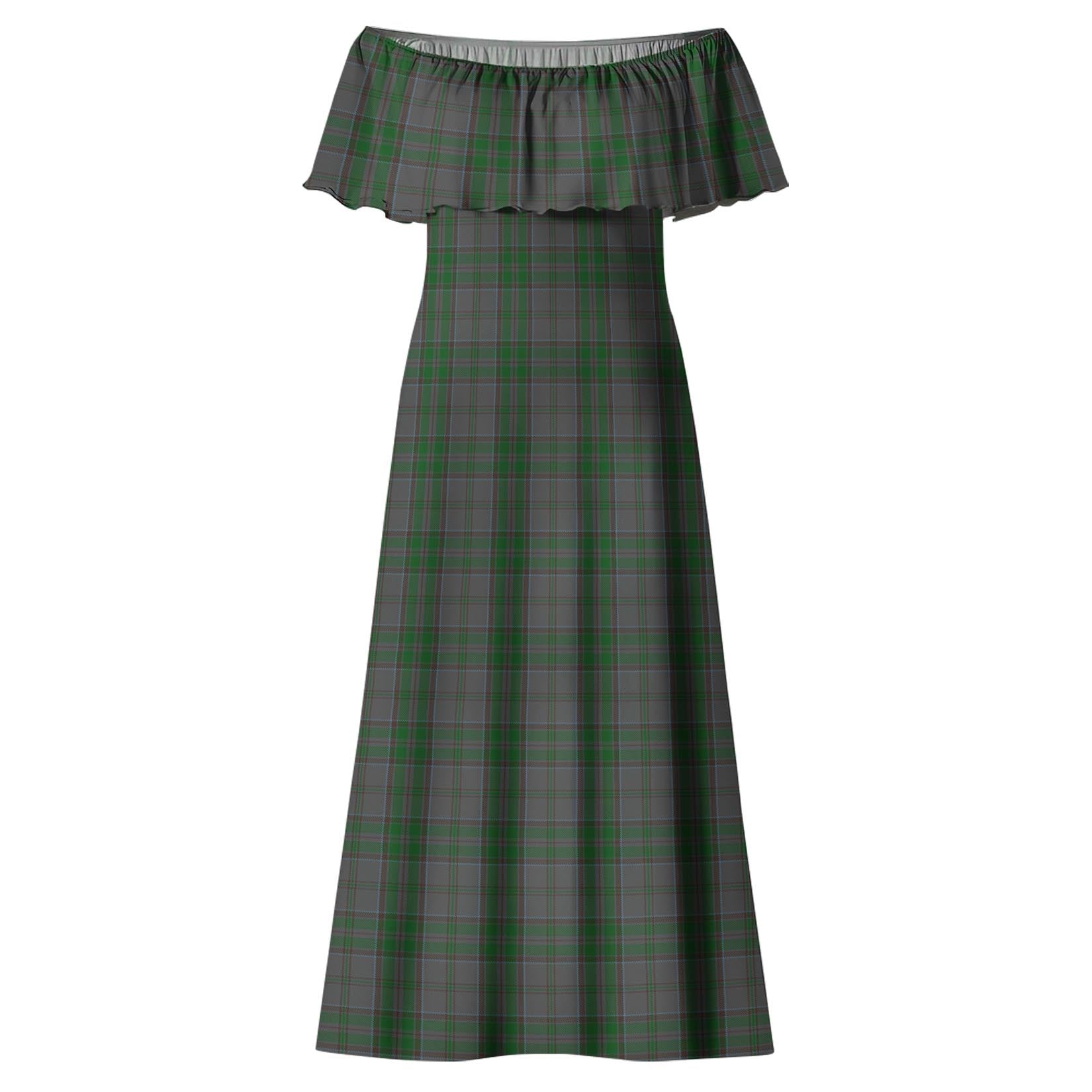 Wicklow County Ireland Tartan Off Shoulder Long Dress - Tartanvibesclothing
