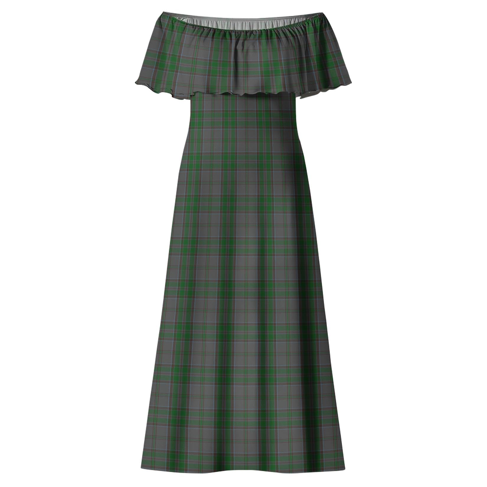 Wicklow County Ireland Tartan Off Shoulder Long Dress - Tartan Vibes Clothing