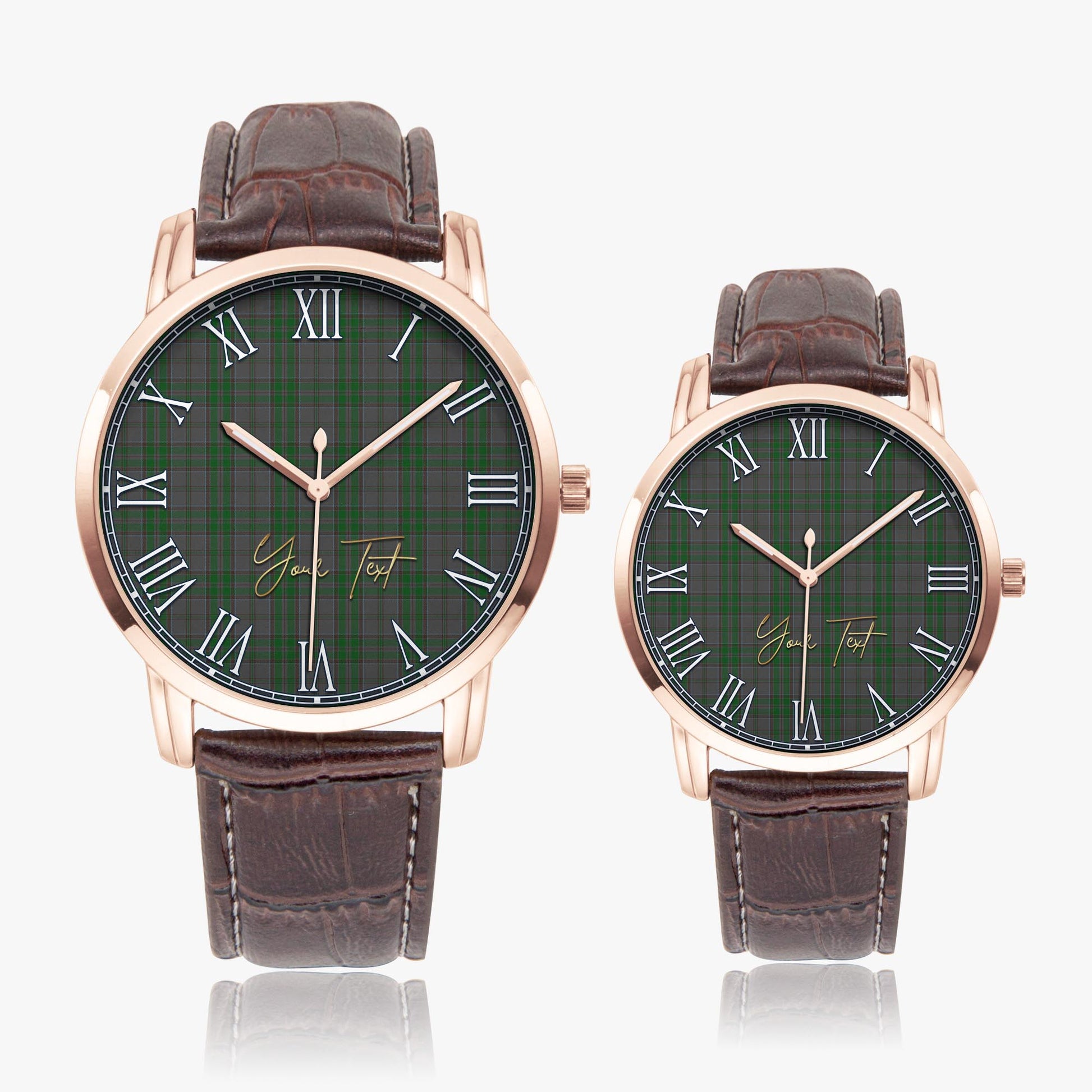 Wicklow County Ireland Tartan Personalized Your Text Leather Trap Quartz Watch - Tartan Vibes Clothing