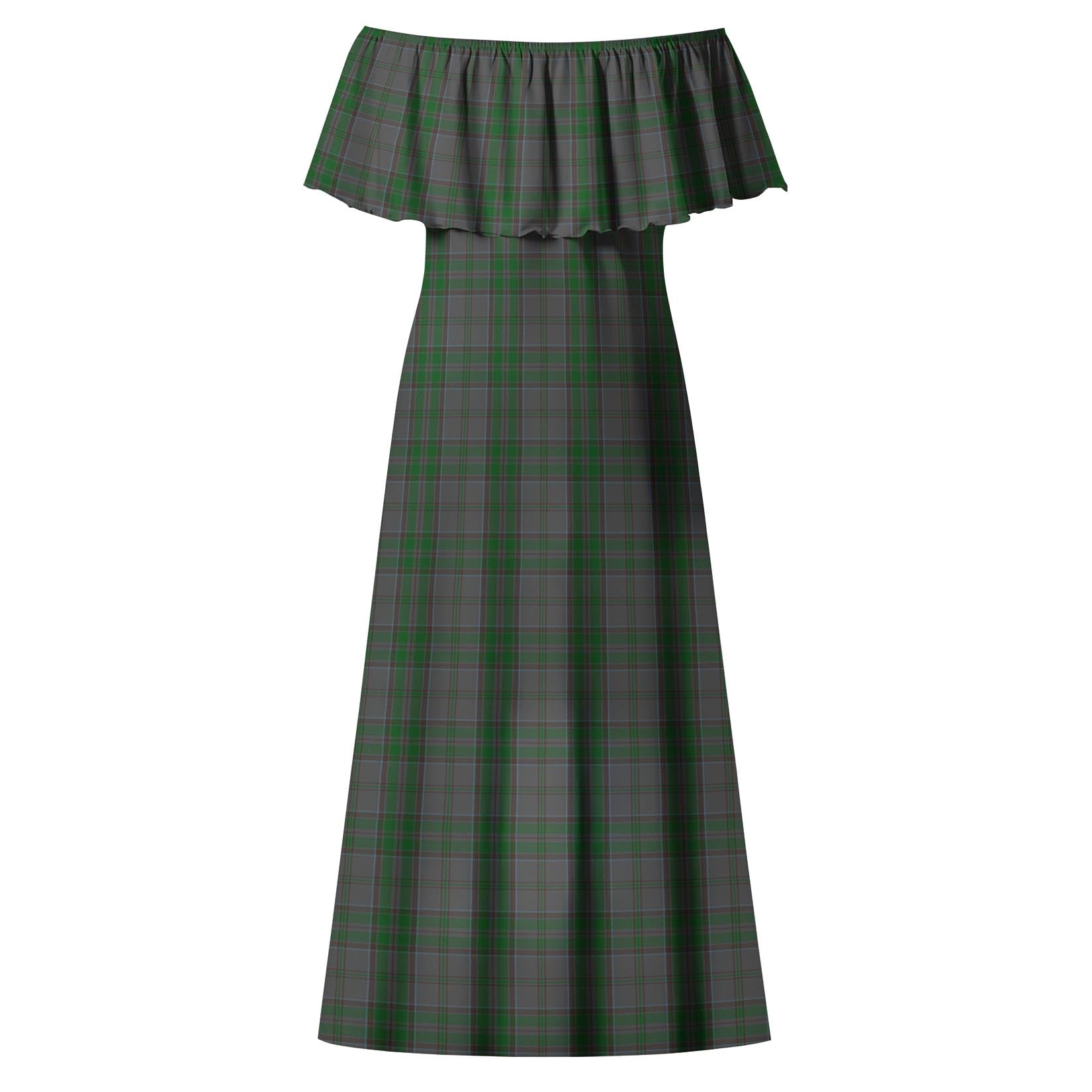 Wicklow County Ireland Tartan Off Shoulder Long Dress - Tartanvibesclothing