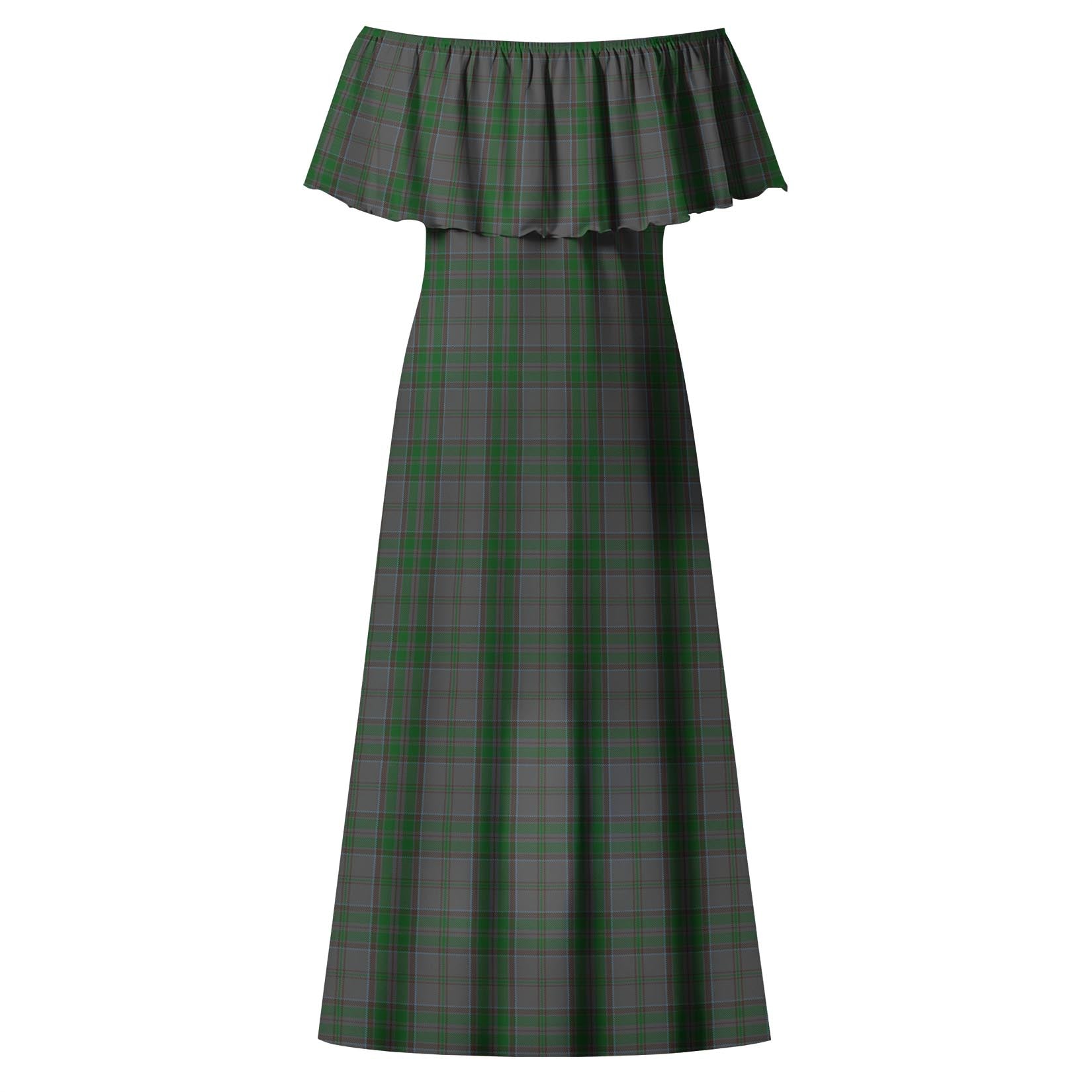 Wicklow County Ireland Tartan Off Shoulder Long Dress - Tartan Vibes Clothing