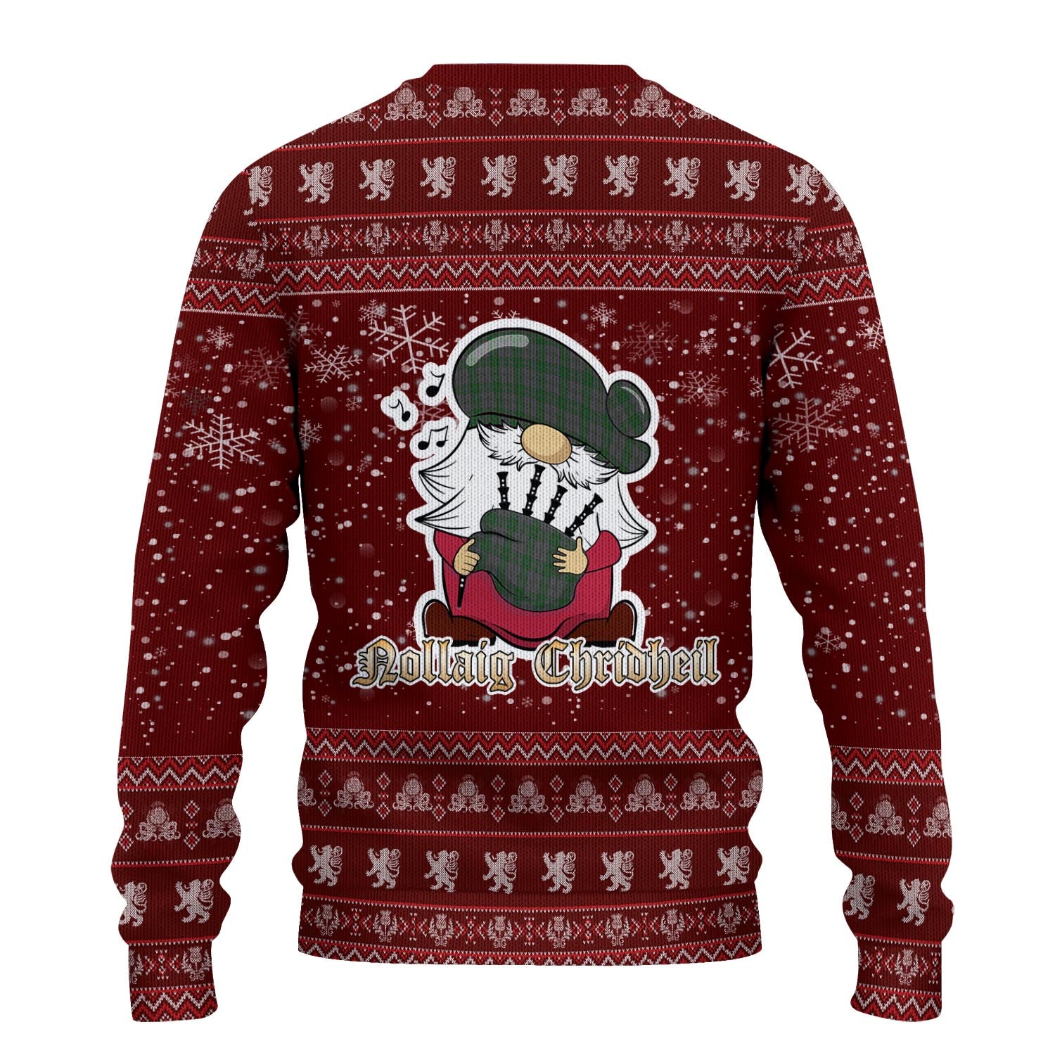 Wicklow County Ireland Clan Christmas Family Knitted Sweater with Funny Gnome Playing Bagpipes - Tartanvibesclothing