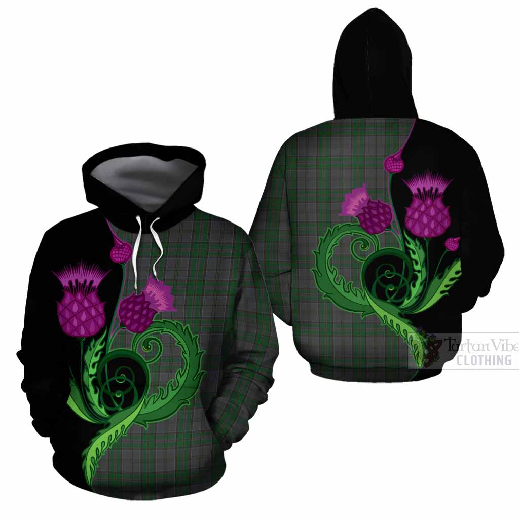 Wicklow County Ireland Tartan Cotton Hoodie Traditional Scottish Thistle