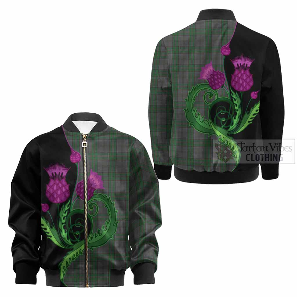Wicklow County Ireland Tartan Kid Bomber Jacket Traditional Scottish Thistle