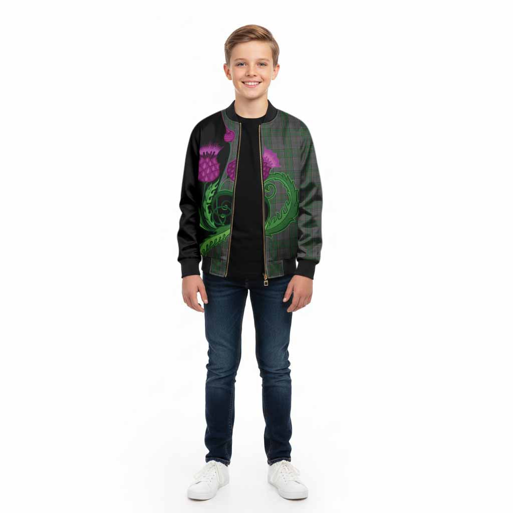 Wicklow County Ireland Tartan Kid Bomber Jacket Traditional Scottish Thistle