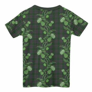Wicklow County Ireland Tartan Kid T-shirt Seamless Scottish Thistle Flowers