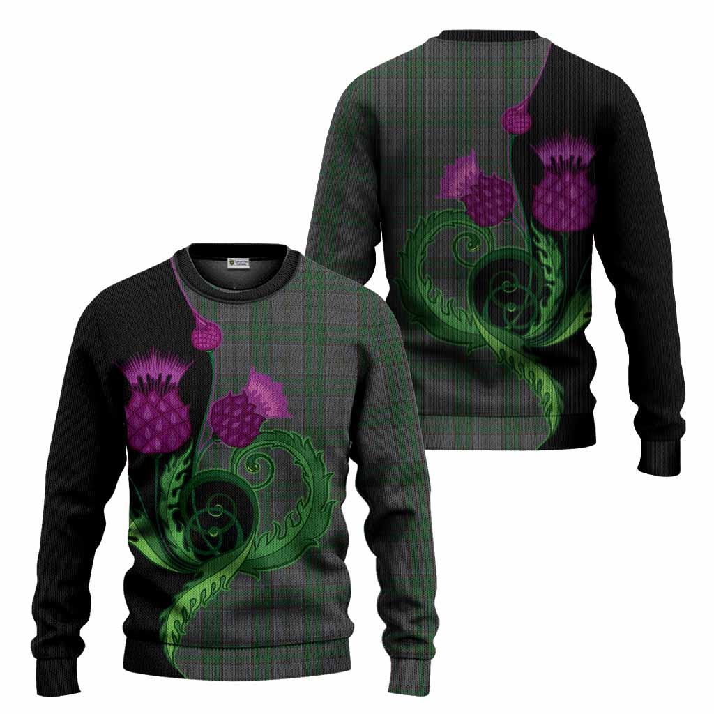 Wicklow County Ireland Tartan Knitted Sweater Traditional Scottish Thistle