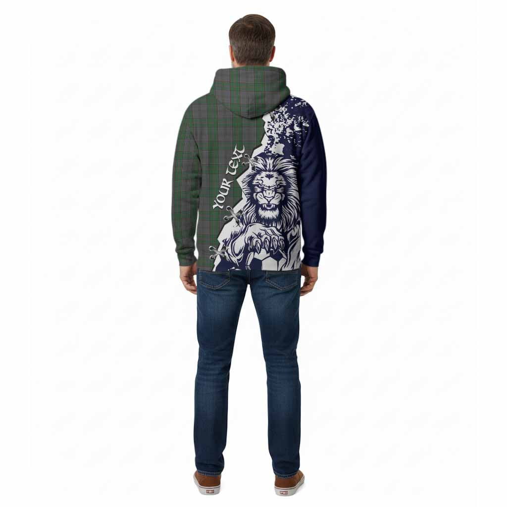 Wicklow County Ireland Tartan Scottish Cotton Hoodie Angry Lion With Soccer Ball Style