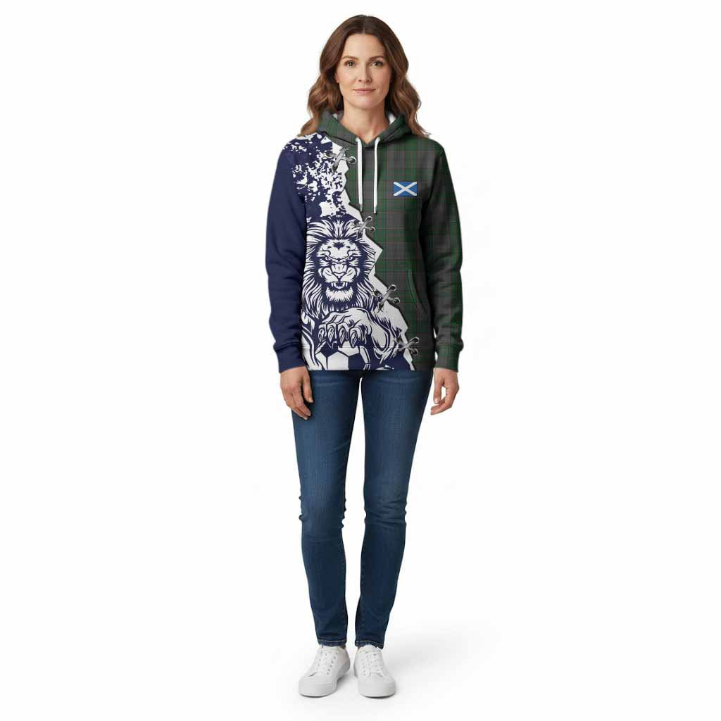 Wicklow County Ireland Tartan Scottish Cotton Hoodie Angry Lion With Soccer Ball Style