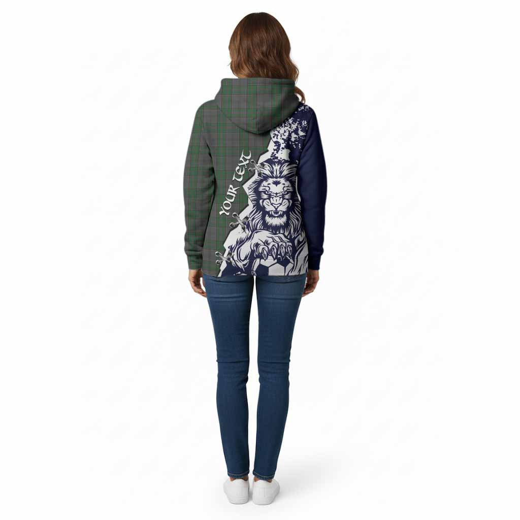 Wicklow County Ireland Tartan Scottish Cotton Hoodie Angry Lion With Soccer Ball Style