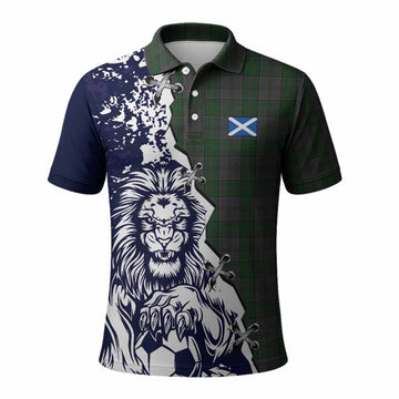 Wicklow County Ireland Tartan Scottish Polo Shirt Angry Lion With Soccer Ball Style