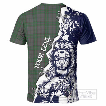 Wicklow County Ireland Tartan Scottish T-Shirt Angry Lion With Soccer Ball Style