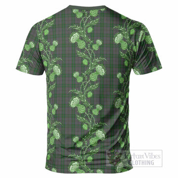 Wicklow County Ireland Tartan T-Shirt Seamless Scottish Thistle Flowers