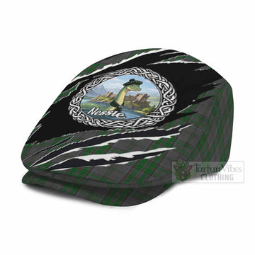 Wicklow Tartan Loch Ness Monster Flat Cap, Jeff Cap Celtic Knot Nessie Art
