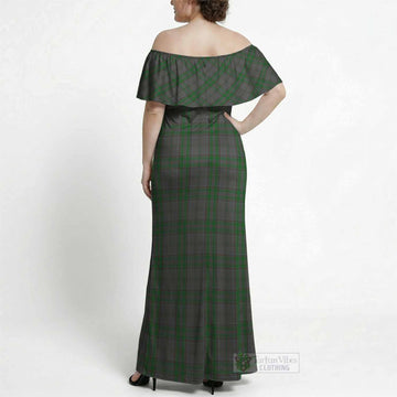 Wicklow Tartan Off Shoulder Ruffle Maxi Dress