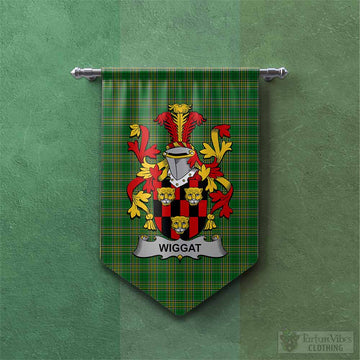 Wiggat Irish Clan Tartan Gonfalon, Tartan Banner with Coat of Arms