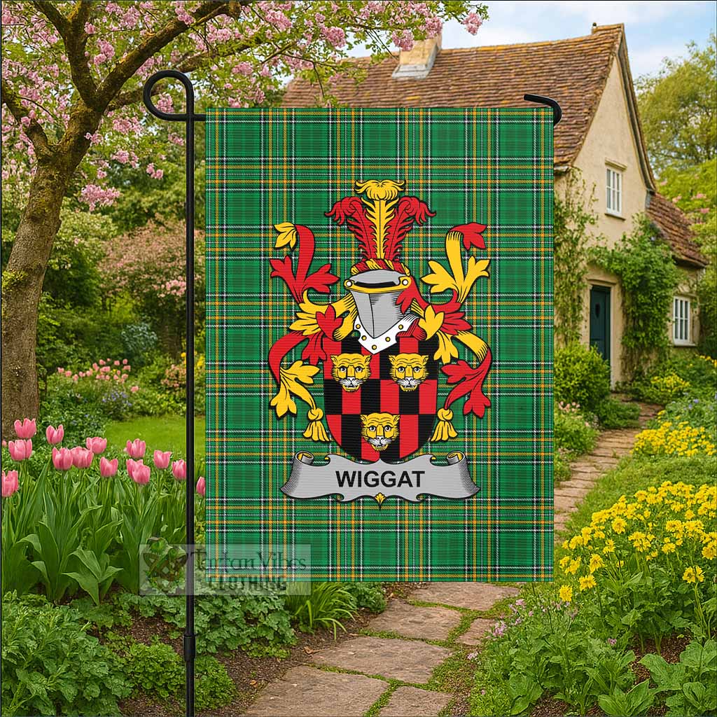 Wiggat Irish Clan Tartan Flag with Coat of Arms