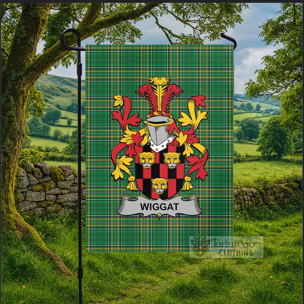 Wiggat Irish Clan Tartan Flag with Coat of Arms