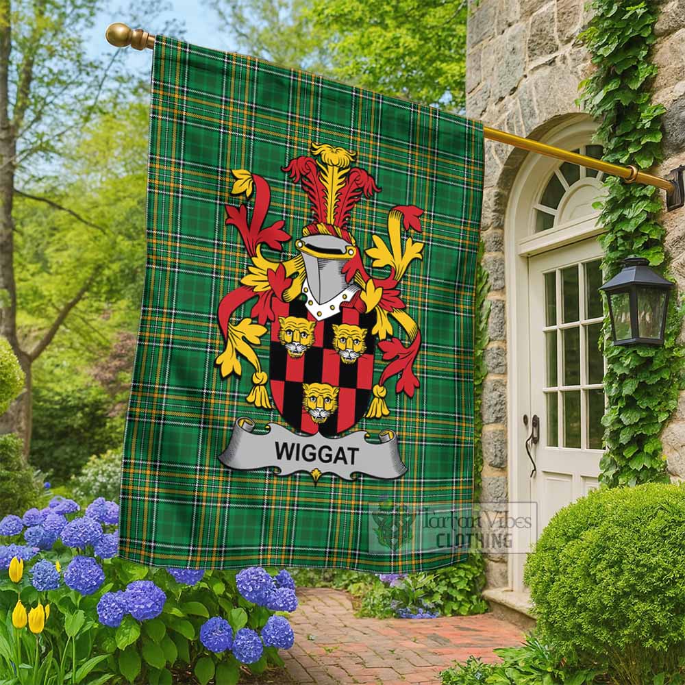 Wiggat Irish Clan Tartan Flag with Coat of Arms