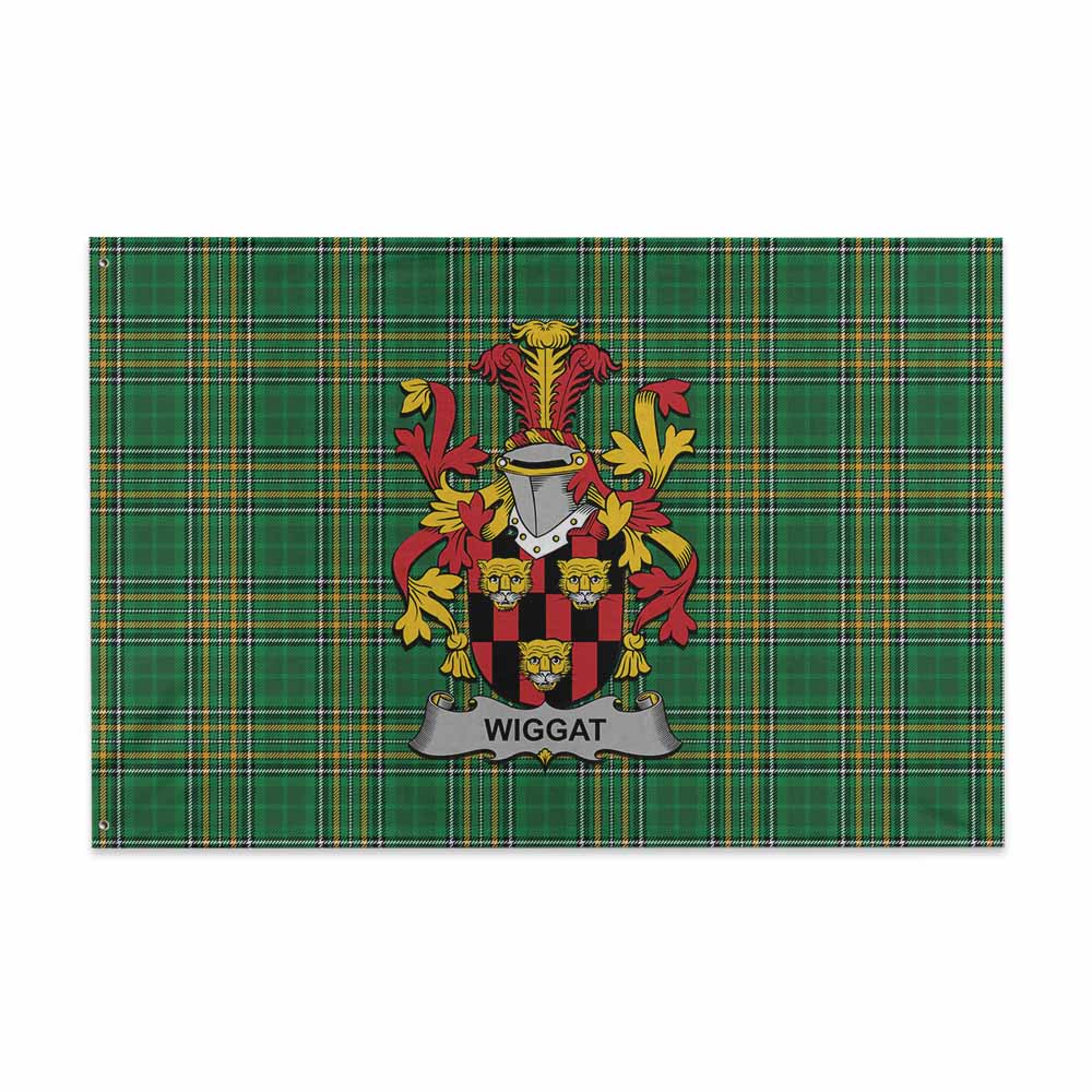 Tartan Vibes Clothing Wiggat Irish Clan Tartan House Flag with Coat of Arms