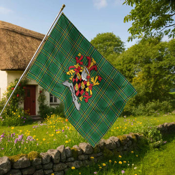 Wiggat Irish Clan Tartan House Flag with Coat of Arms